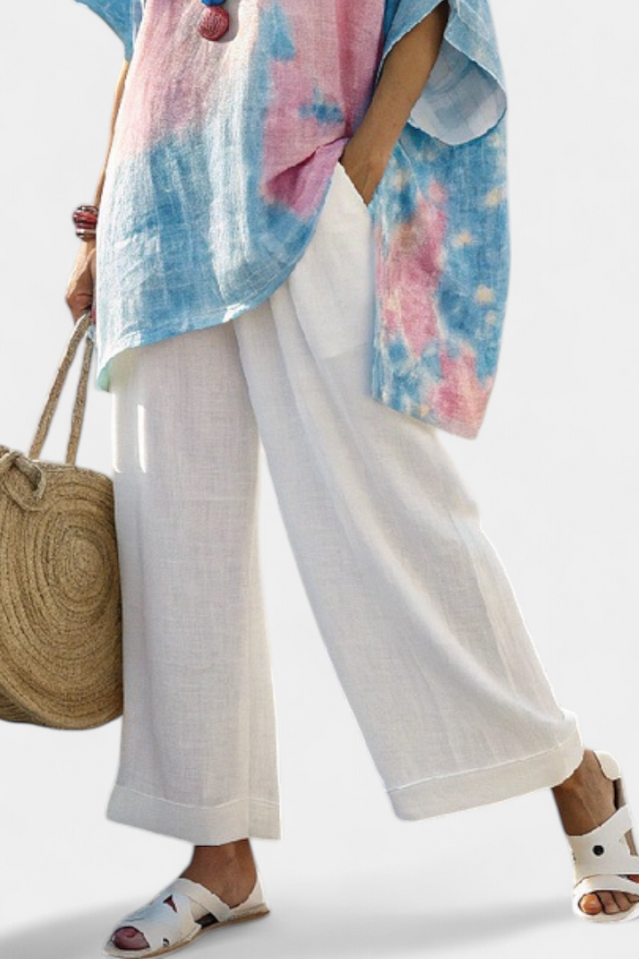 Vantrel | Comfortabele Relaxed Linnen Top &amp; Gestreepte Bamboe Broek