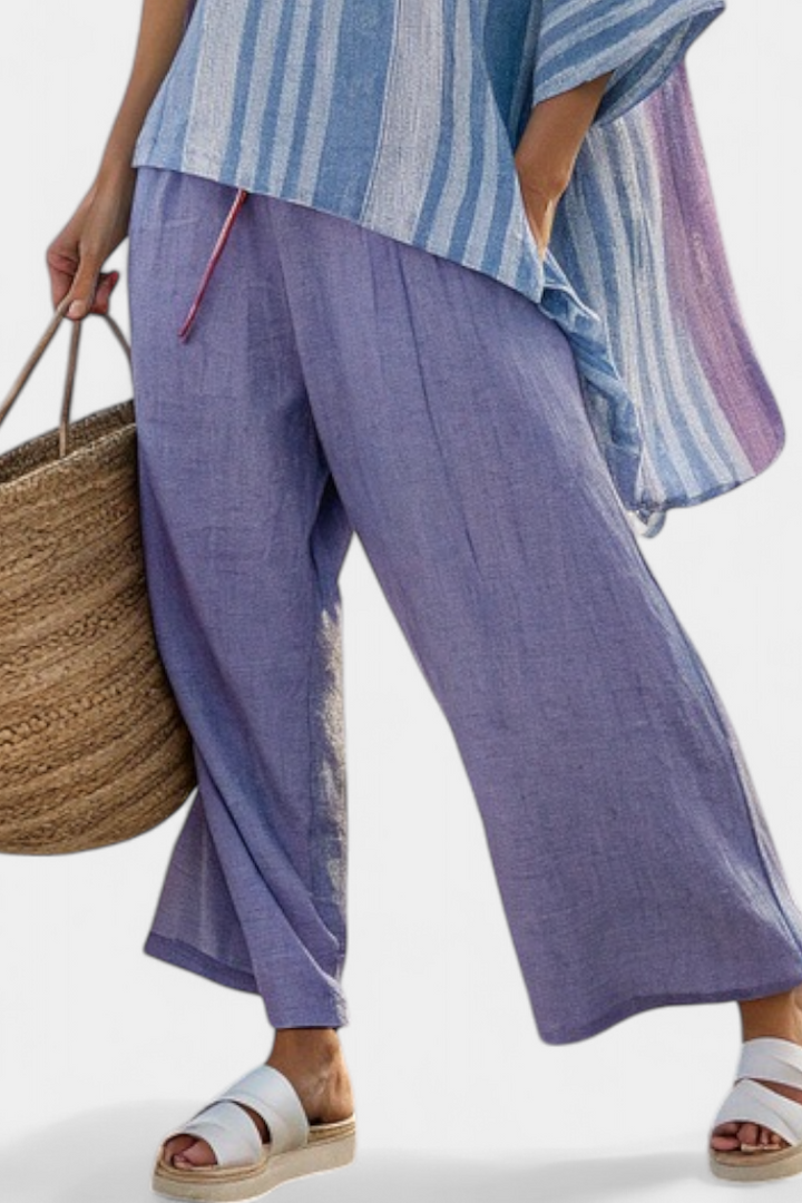 Zellora | Elegante Lavendel &amp; Luchtblauwe Top &amp; Linnen Broek