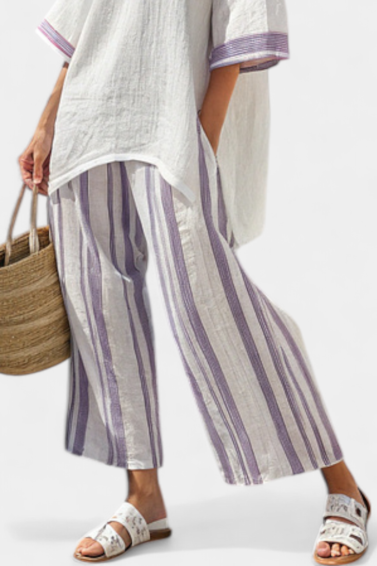 Luxmere | Comfortabele Relaxte Blouse &amp; Gestreepte Bamboobroek
