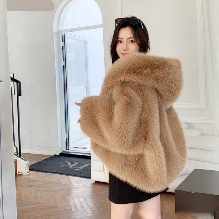 Stella - Comfortabele Hooded Lange Mouwen Faux Jas