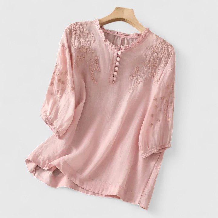 Vasilene | Elegante Blouse met Knopen aan de Voorkant