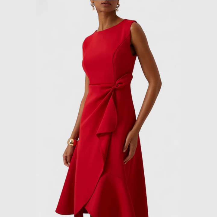 Eleanor | Dames Draped Asymmetrische Midi-jurk