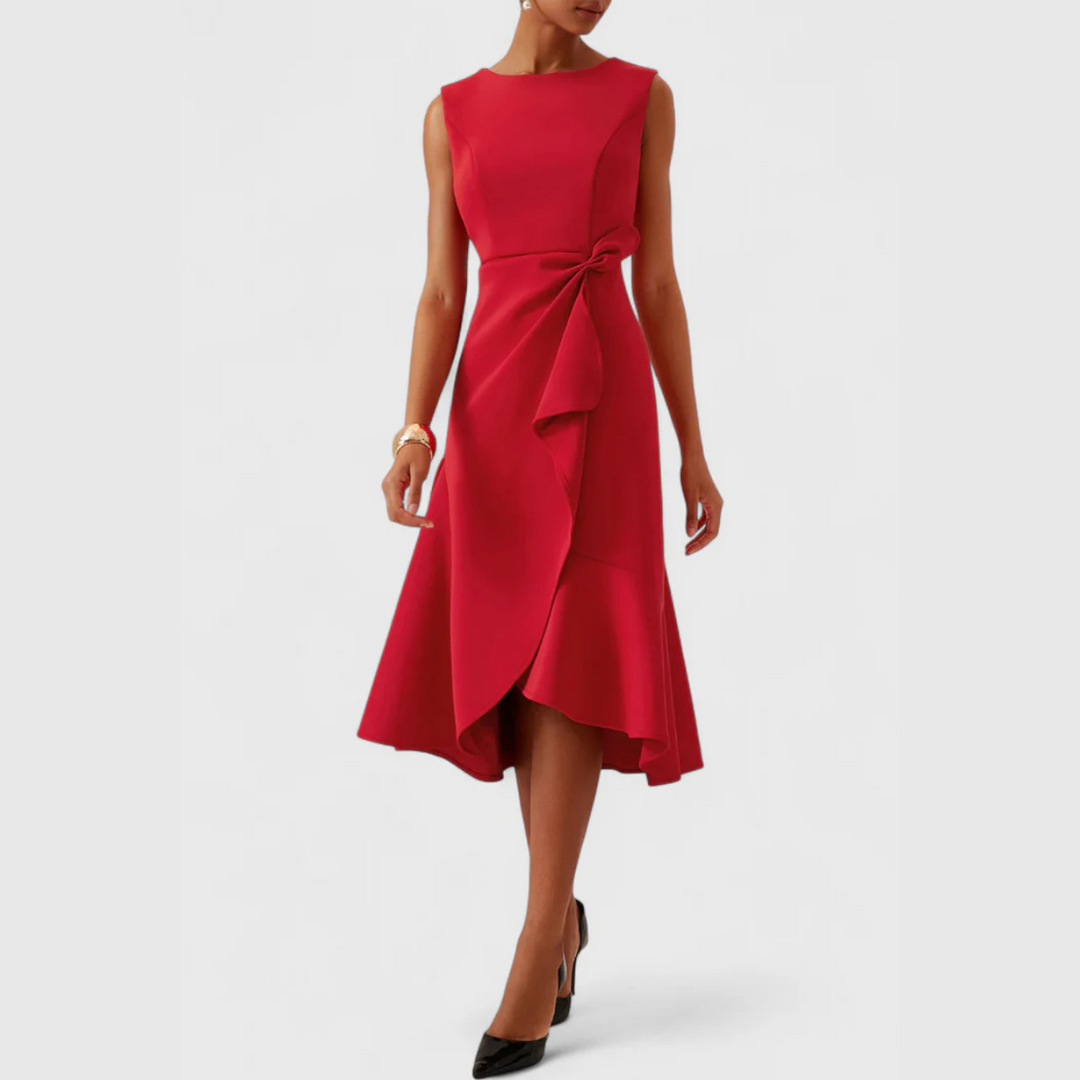 Eleanor | Dames Draped Asymmetrische Midi-jurk