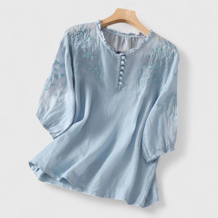 Vasilene | Elegante Blouse met Knopen aan de Voorkant