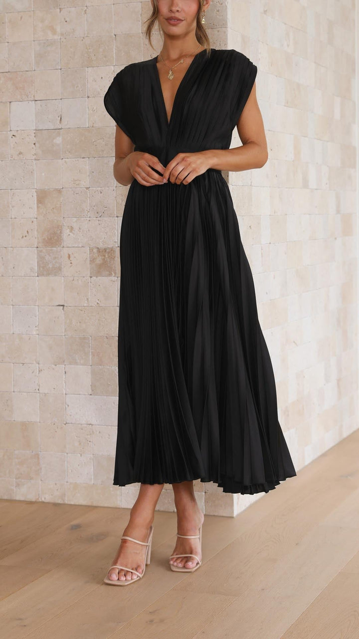 Ella | Dames Klassieke Plissé Maxi Jurk