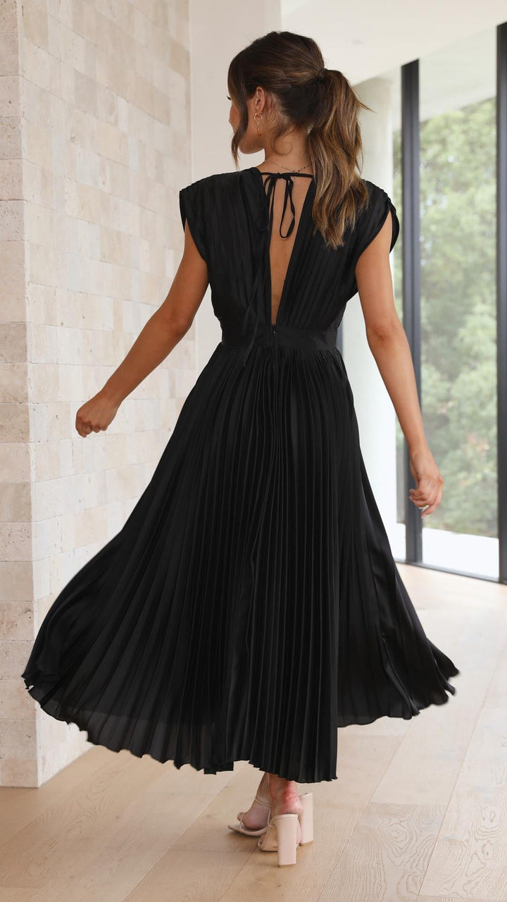 Ella | Dames Klassieke Plissé Maxi Jurk