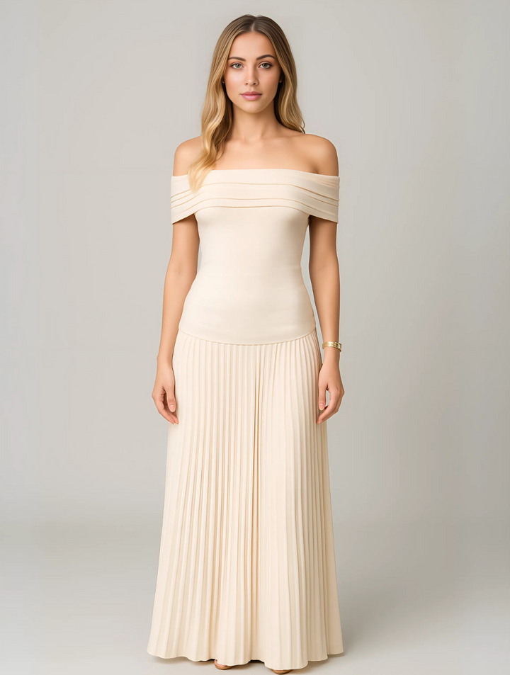 Bella | Vrouwen Bruiloft Gast Plissé Maxi Jurk
