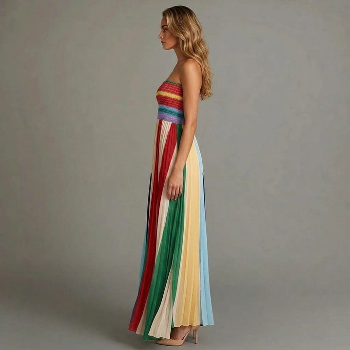 Emily | Dames Strapless Geplooide Maxi Jurk