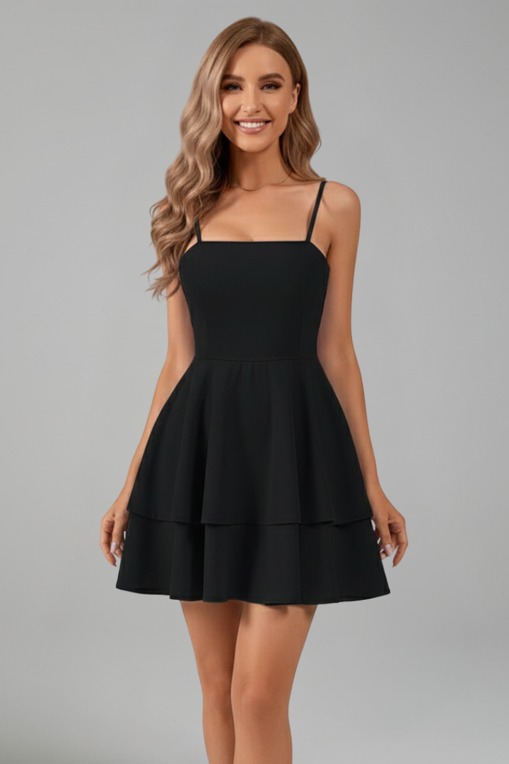 Madison | Dames Spaghetti Band Flared Skirt Mini Jurk