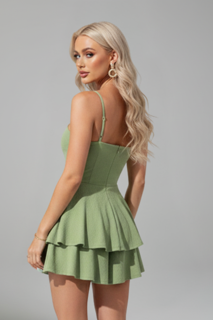 Madison | Dames Spaghetti Band Flared Skirt Mini Jurk