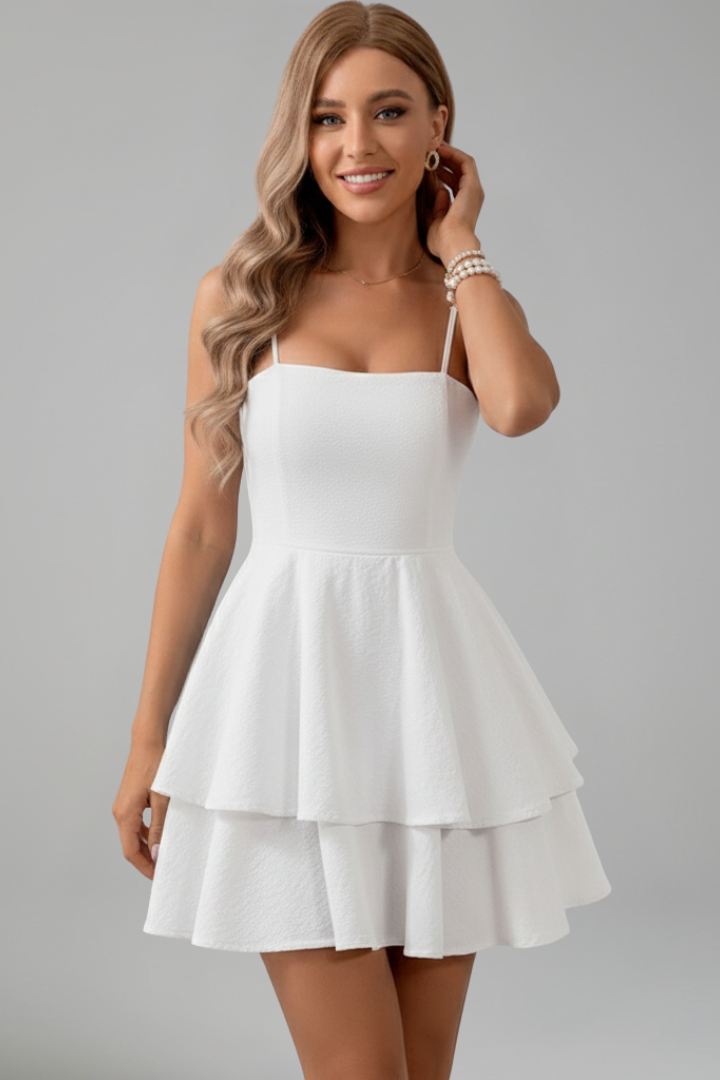 Madison | Dames Spaghetti Band Flared Skirt Mini Jurk