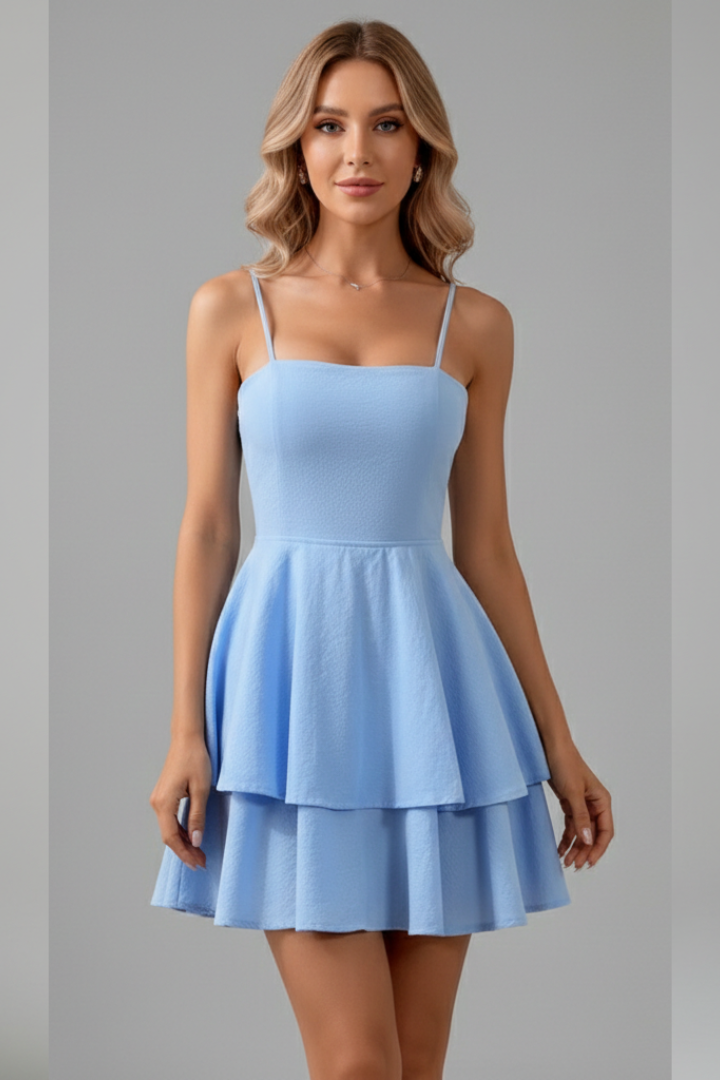 Madison | Dames Spaghetti Band Flared Skirt Mini Jurk