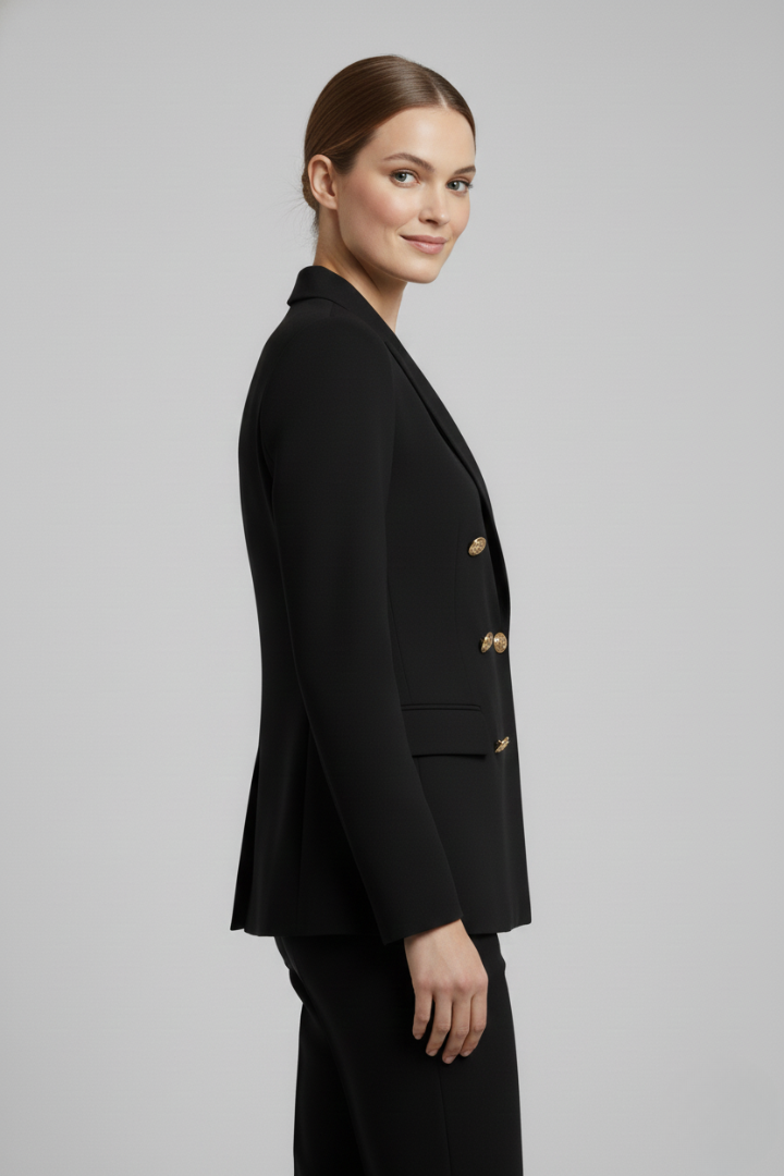 Rebecca | Vrouwen Dubbelzijdige Blazer met Gouden Knopdetails
