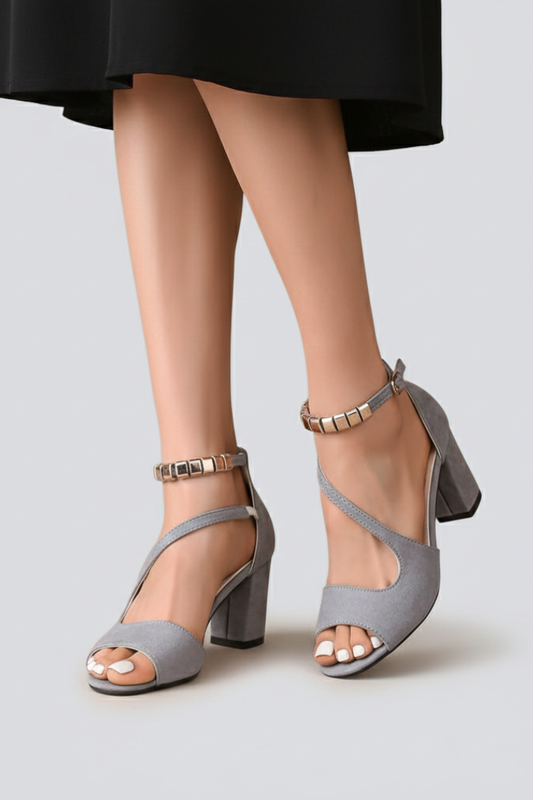 Natalie | Dames Blokhak Kruidnagel Enkel Sandalen