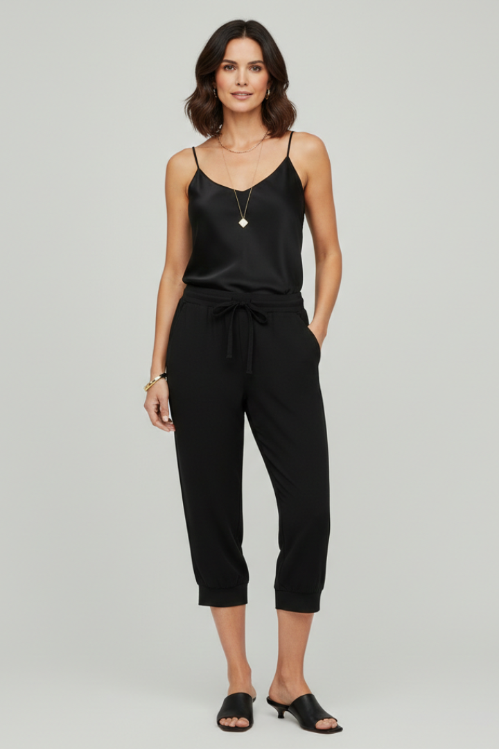 Audrey | Dames Capri Broek met Touwsluiting en Zijzakken