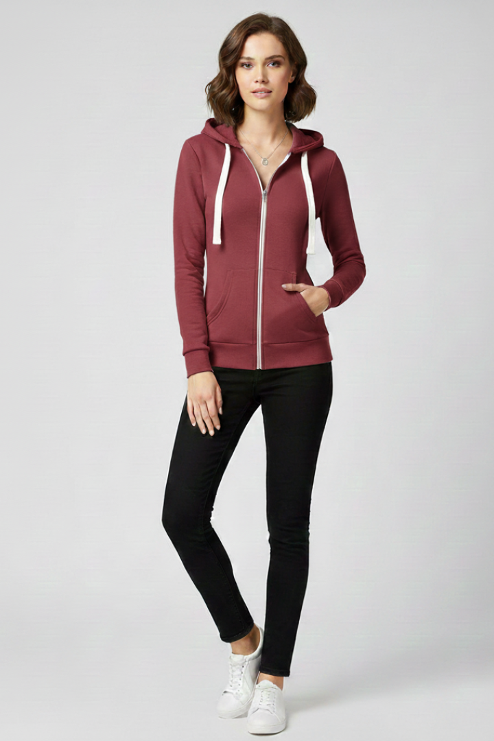 Grace | Dames Hoodie met Voorkant Rits en Kangaroo Zak