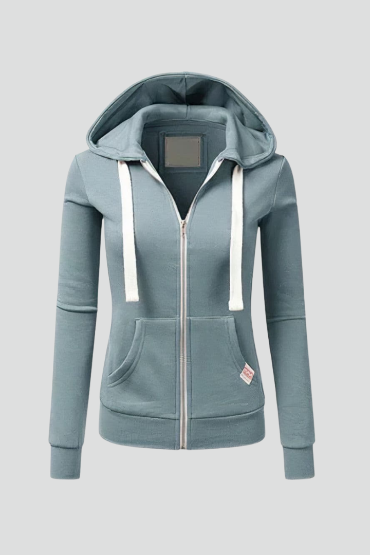 Grace | Dames Hoodie met Voorkant Rits en Kangaroo Zak