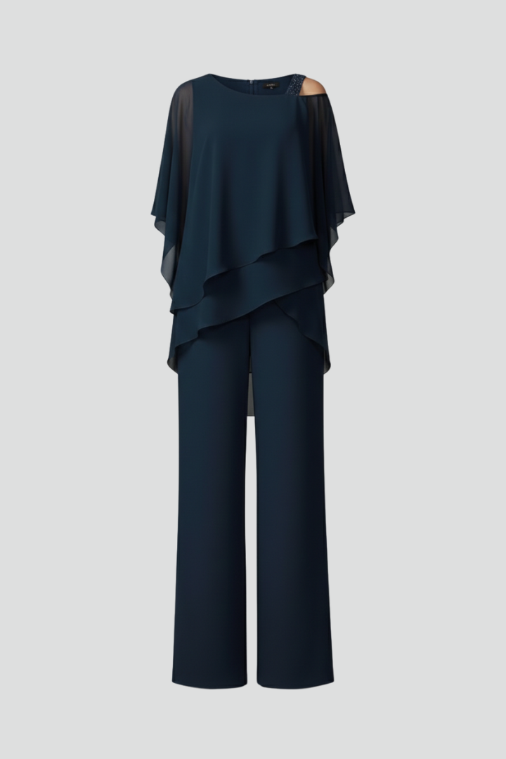 Dakota | Dames Cold-Shoulder Vloeiende Wijde-Pijpen Jumpsuit