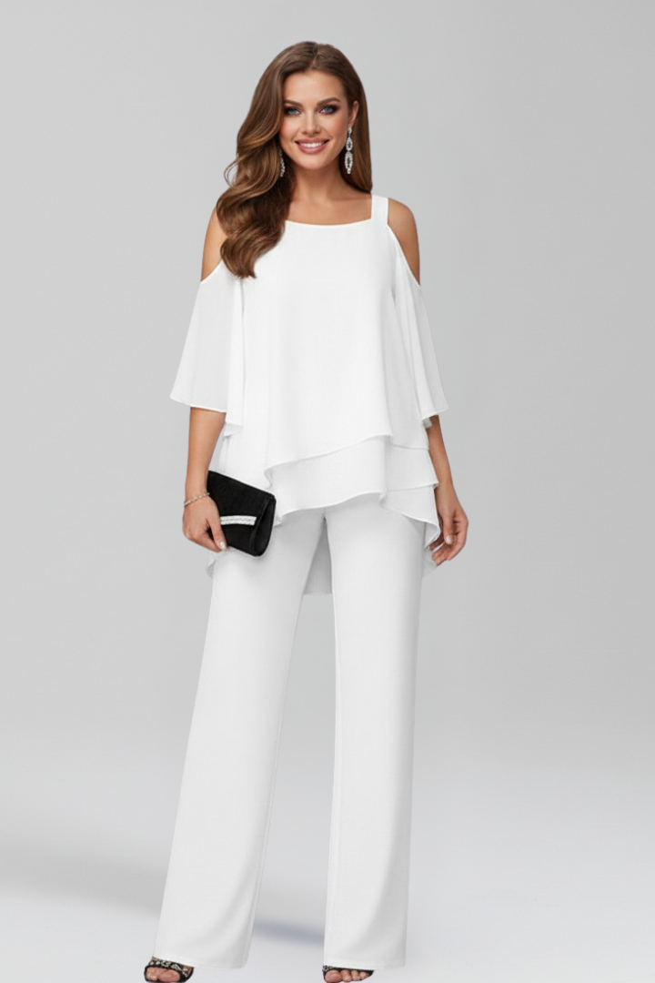 Dakota | Dames Cold-Shoulder Vloeiende Wijde-Pijpen Jumpsuit