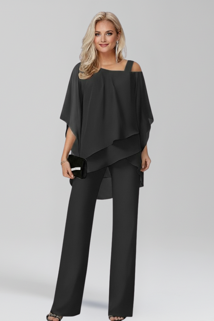 Dakota | Dames Cold-Shoulder Vloeiende Wijde-Pijpen Jumpsuit