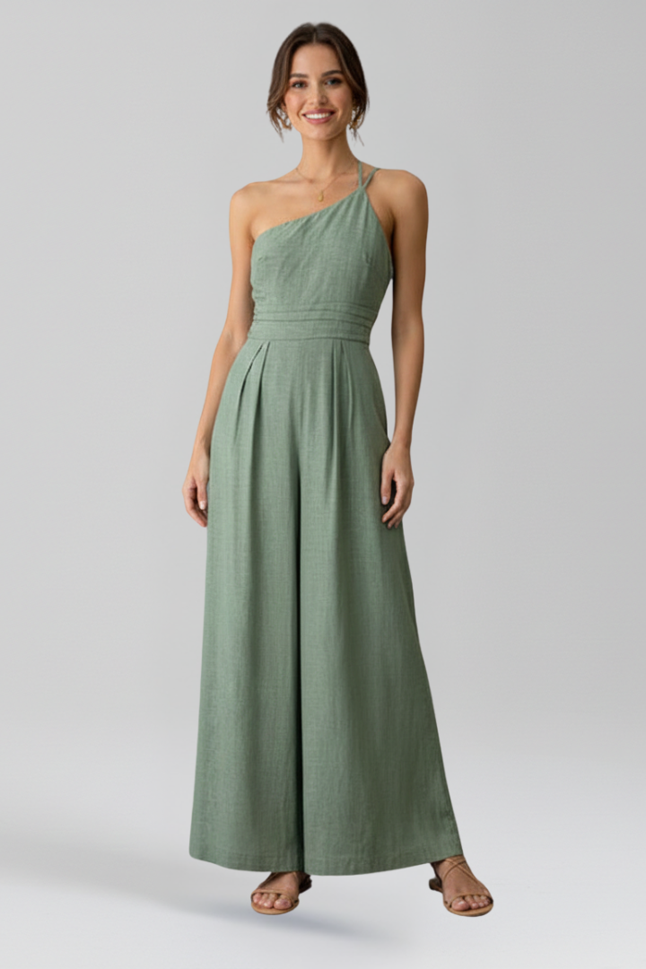 Claire | Dames Eén-Schouder Wide-Leg Jumpsuit