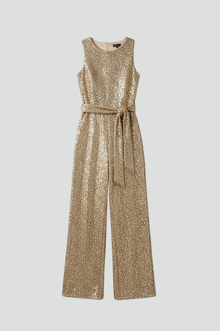 Brooklyn | Dames Pailletten Rechtonde Avond Jumpsuit