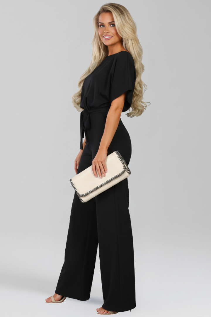 Danielle | Dames Jumpsuit met Strikceintuur en Brede Pijpen