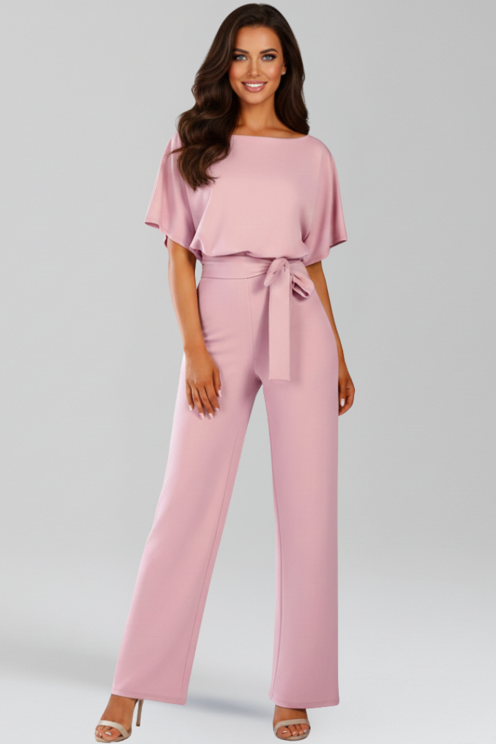 Danielle | Dames Jumpsuit met Strikceintuur en Brede Pijpen
