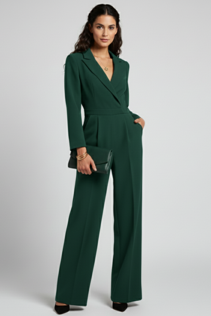 Charlotte | Dames Wrap-Front Tailored Wide-Leg Jumpsuit