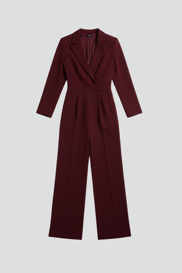 Charlotte | Dames Wrap-Front Tailored Wide-Leg Jumpsuit