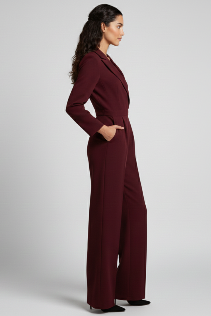 Charlotte | Dames Wrap-Front Tailored Wide-Leg Jumpsuit