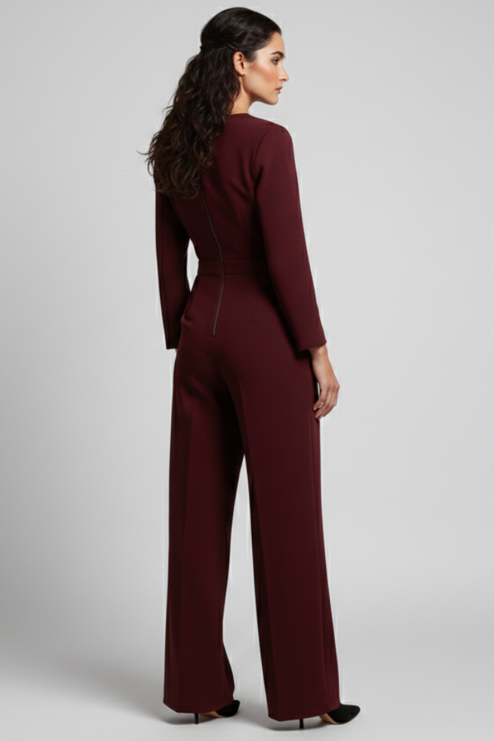Charlotte | Dames Wrap-Front Tailored Wide-Leg Jumpsuit
