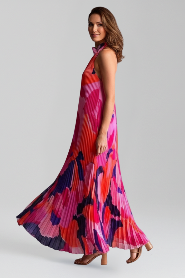 Payton | Dames Mouwloze Plissé Rok Maxi Jurk