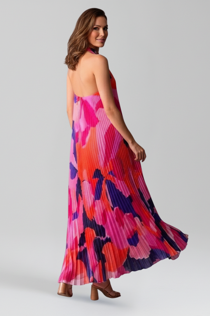 Payton | Dames Mouwloze Plissé Rok Maxi Jurk