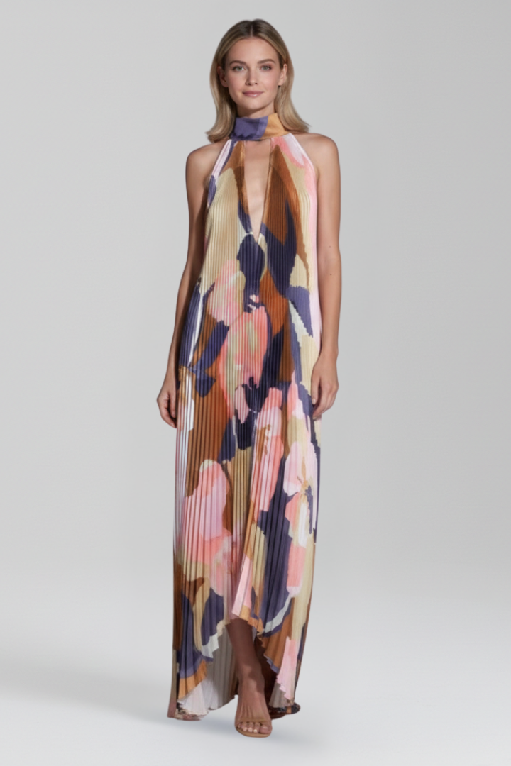 Payton | Dames Mouwloze Plissé Rok Maxi Jurk