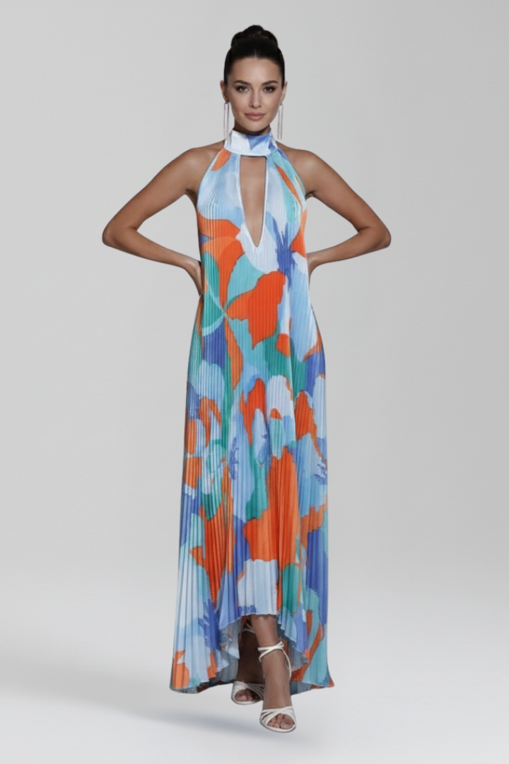 Payton | Dames Mouwloze Plissé Rok Maxi Jurk