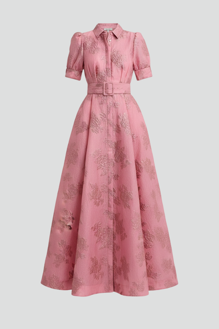 Paige | Dames Maxi Jurk met Korte Mouwen en Ceintuur