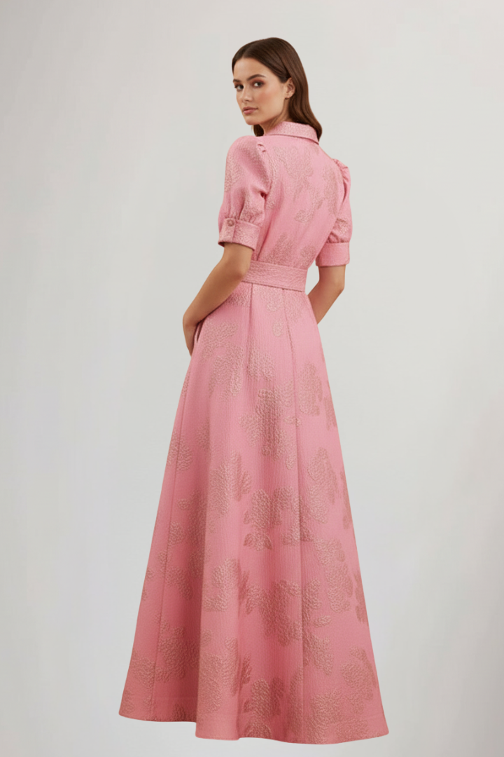 Paige | Dames Maxi Jurk met Korte Mouwen en Ceintuur