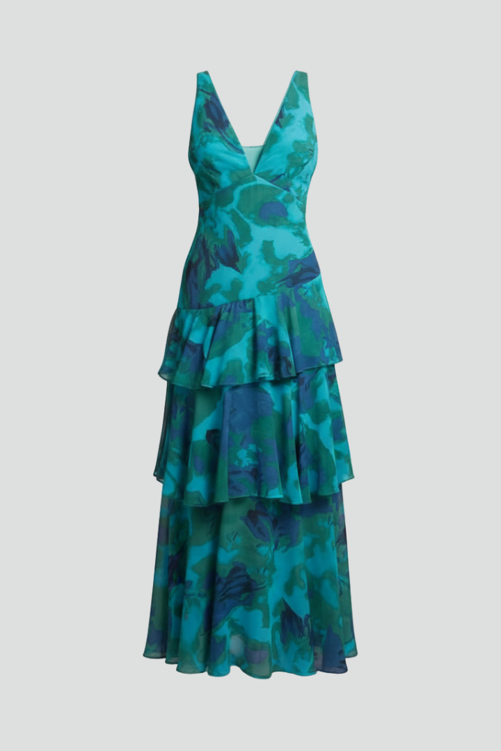 Gabriella | Vrouwen V-Hals Laagjes Maxi Jurk