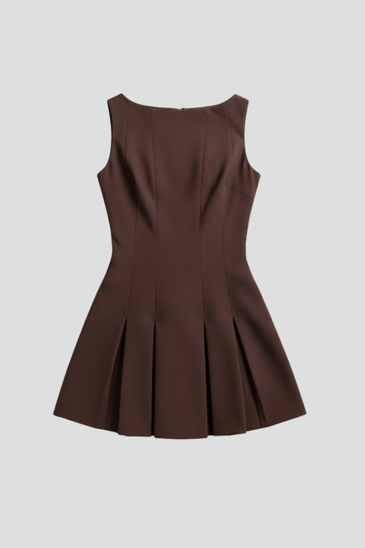 Lauren | Dames Mouwloze Plissé Rok Mini Jurk