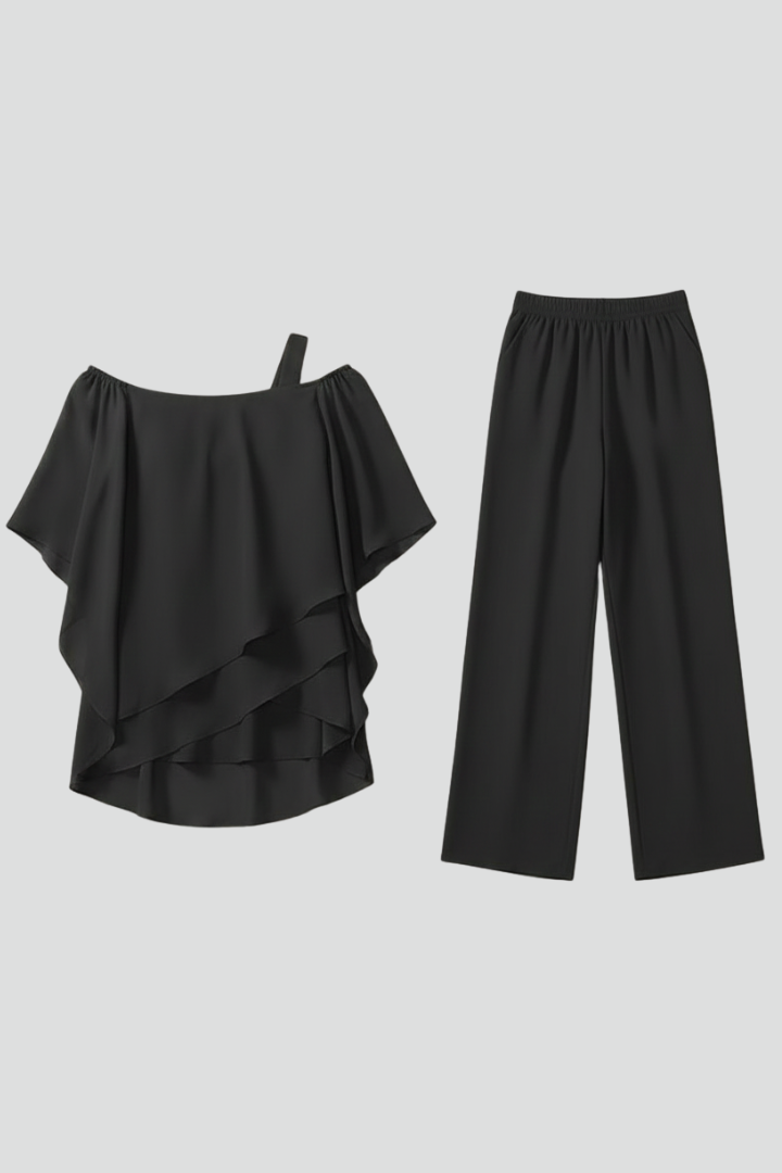 Chloe | Dames Off-Shoulder Vloeiende Wijde Jumpsuit
