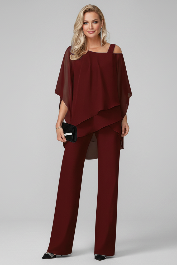 Chloe | Dames Off-Shoulder Vloeiende Wijde Jumpsuit