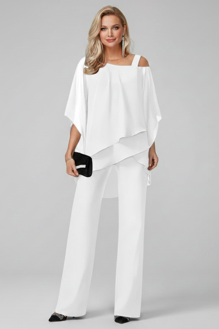 Chloe | Dames Off-Shoulder Vloeiende Wijde Jumpsuit