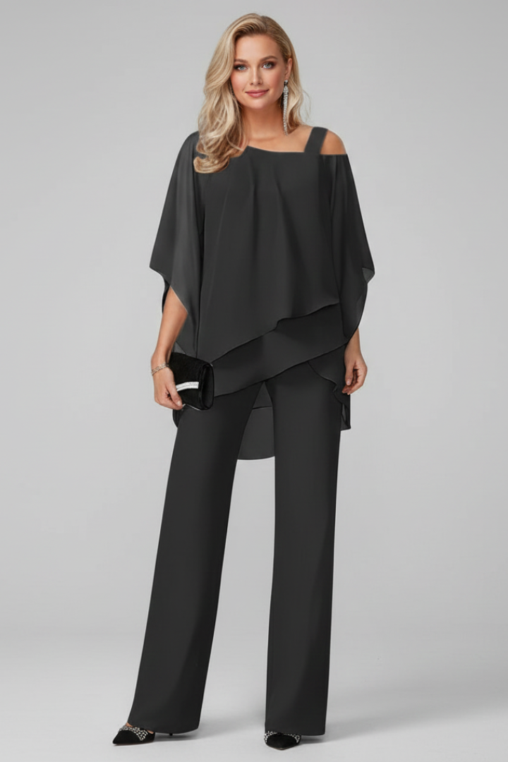 Chloe | Dames Off-Shoulder Vloeiende Wijde Jumpsuit