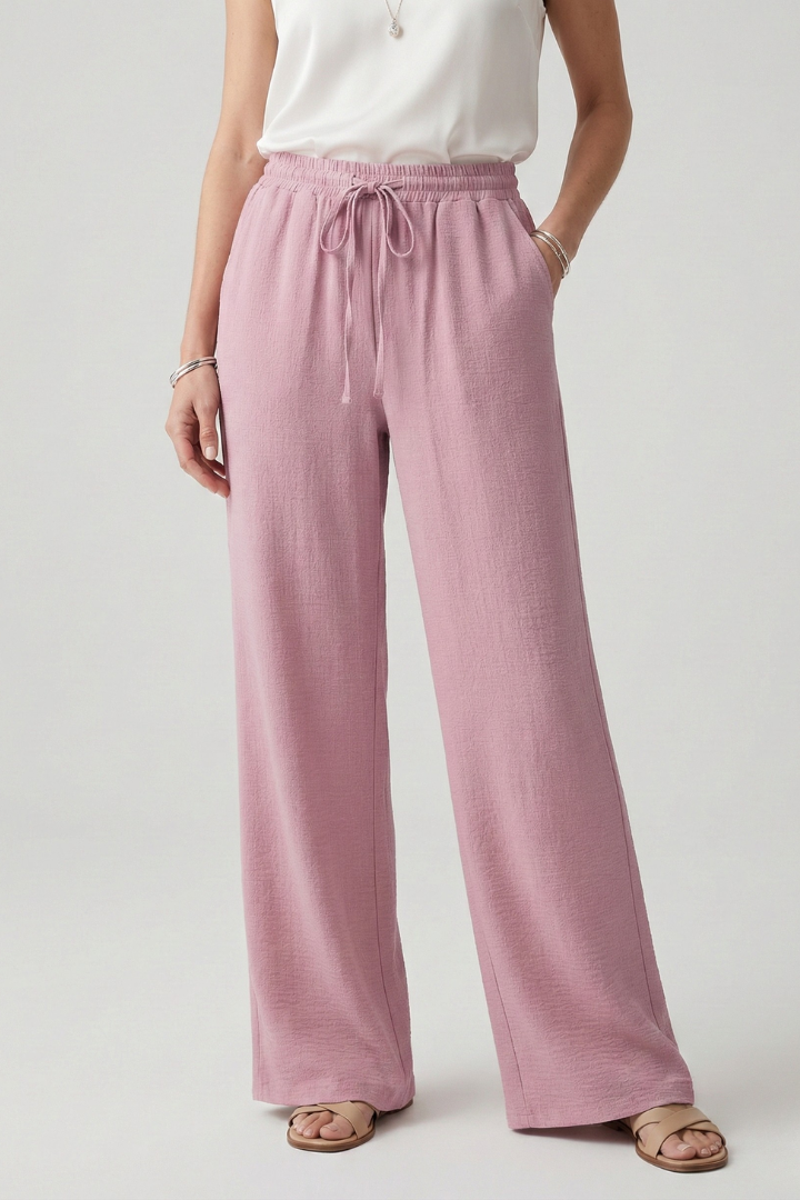 Caroline | Vrouwen Casual Palazzo Broek met Touwsluiting en Zijzakken