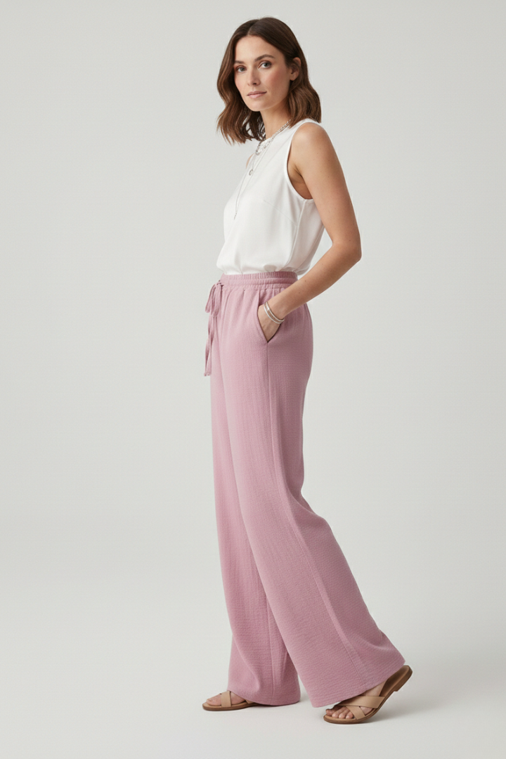 Caroline | Vrouwen Casual Palazzo Broek met Touwsluiting en Zijzakken