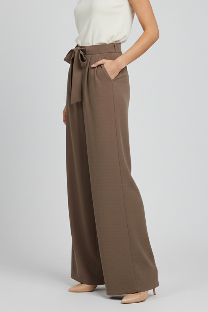 Evelyn | Dames Palazzo Broek met Brede Pijpen en Touwsluiting