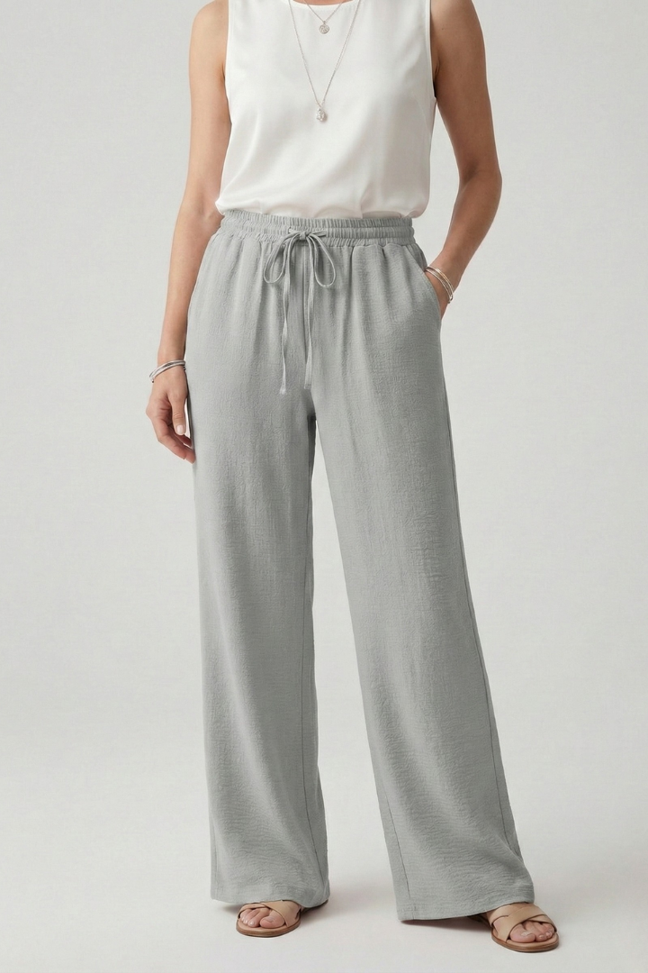Caroline | Vrouwen Casual Palazzo Broek met Touwsluiting en Zijzakken