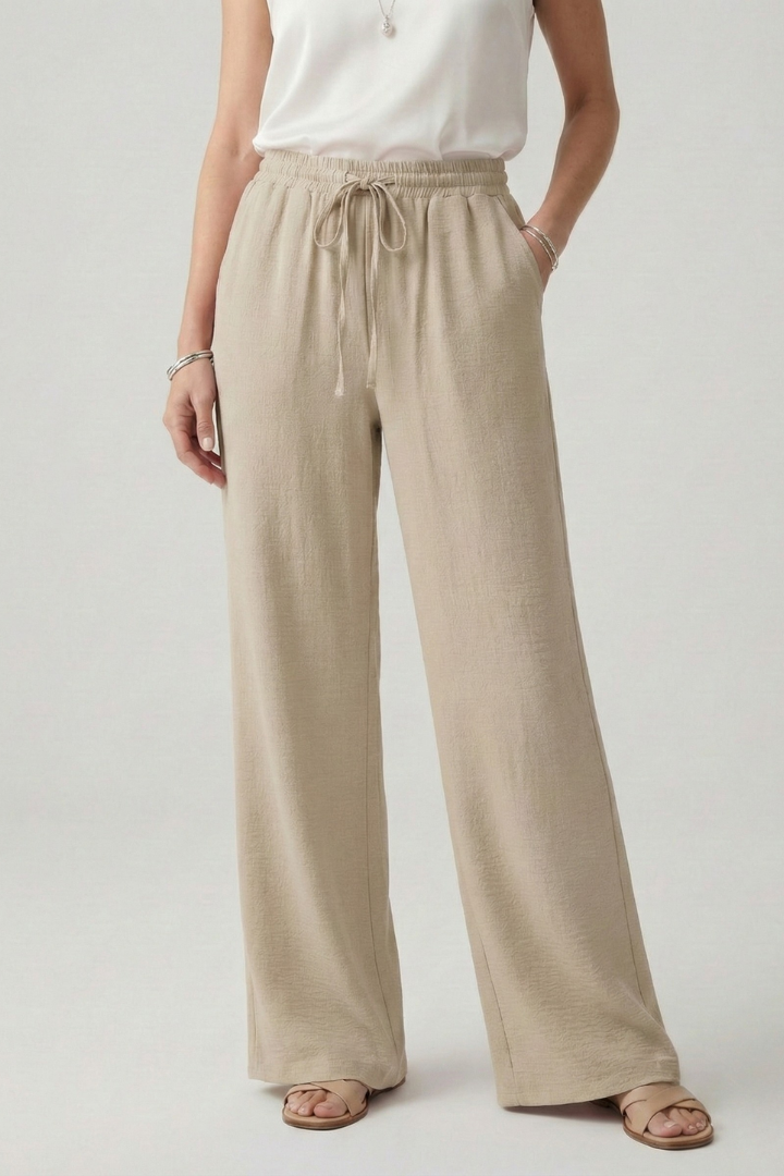 Caroline | Vrouwen Casual Palazzo Broek met Touwsluiting en Zijzakken