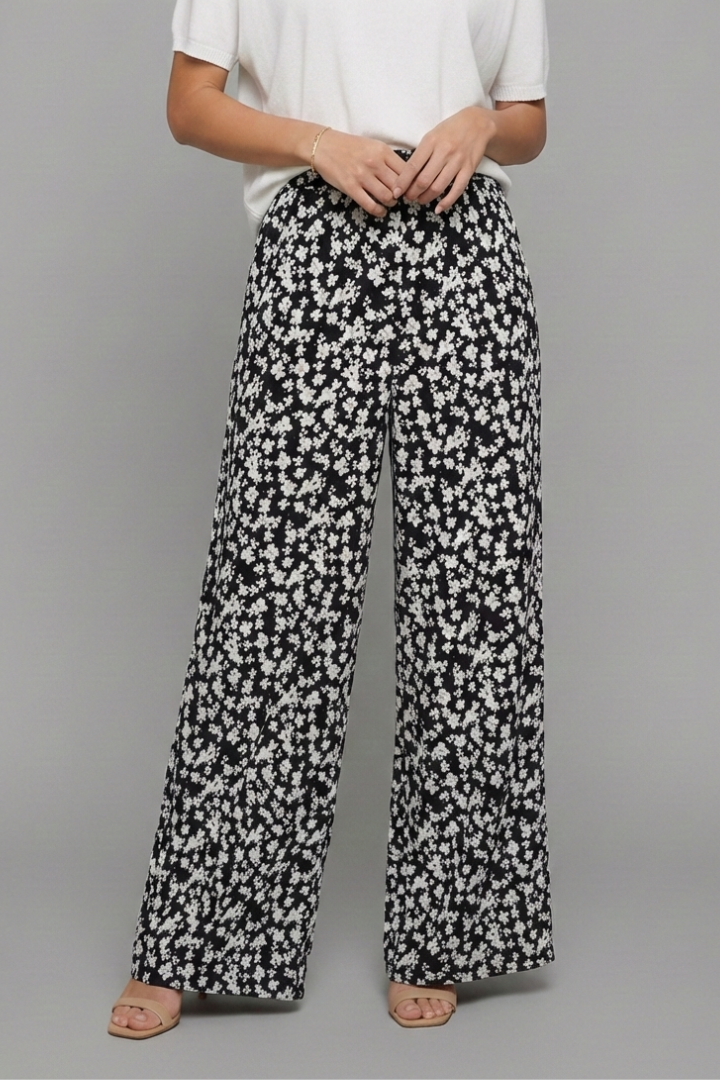 Bella | Vrouwen Casual Palazzo Broeken met Bloemenprint en Brede Benen